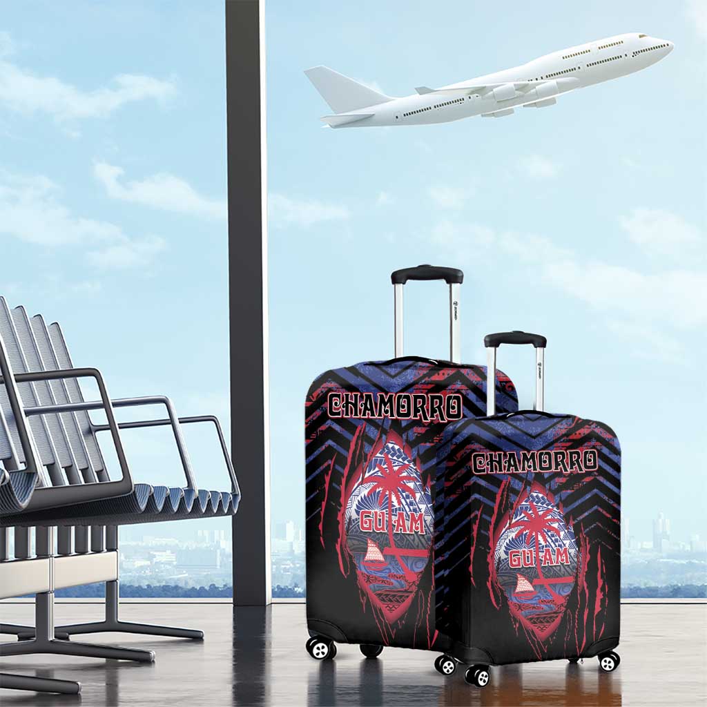 Guam Luggage Cover Chamorro Seal Tribal Scratch Design DT05 - Polynesian Pride