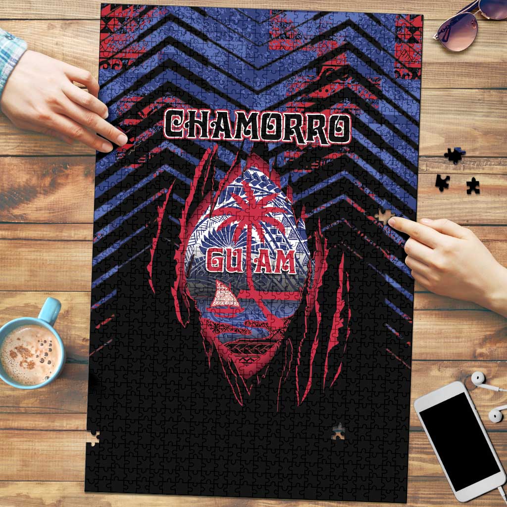 Guam Puzzle Chamorro Seal Tribal Scratch Design DT05 Navy - Polynesian Pride