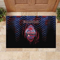 Guam Rubber Doormat Chamorro Seal Tribal Scratch Design DT05 Navy - Polynesian Pride