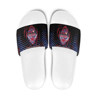 Guam Slide Sandals Chamorro Seal Tribal Scratch Design DT05 Navy - Polynesian Pride