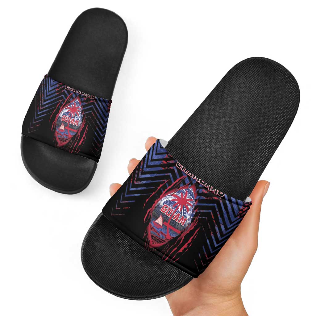 Guam Slide Sandals Chamorro Seal Tribal Scratch Design DT05 - Polynesian Pride