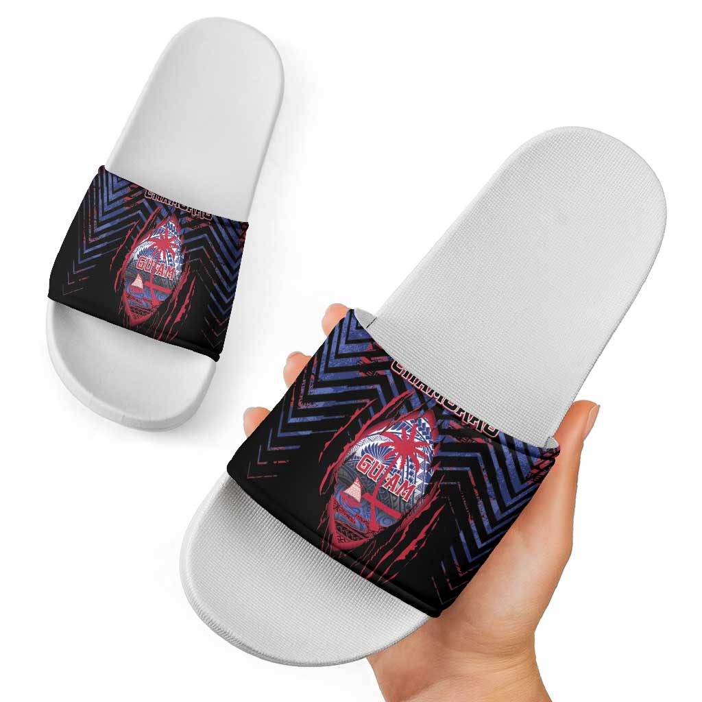 Guam Slide Sandals Chamorro Seal Tribal Scratch Design DT05 - Polynesian Pride