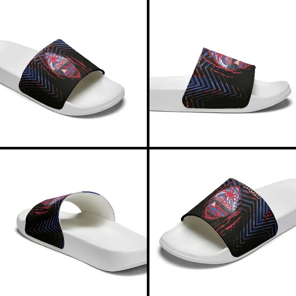 Guam Slide Sandals Chamorro Seal Tribal Scratch Design DT05 - Polynesian Pride