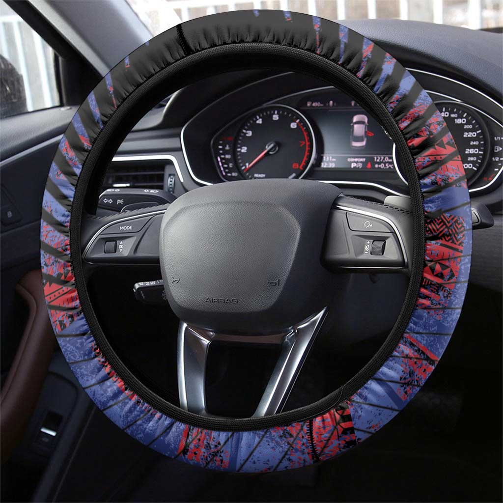 Guam Steering Wheel Cover Chamorro Seal Tribal Scratch Design DT05 - Polynesian Pride