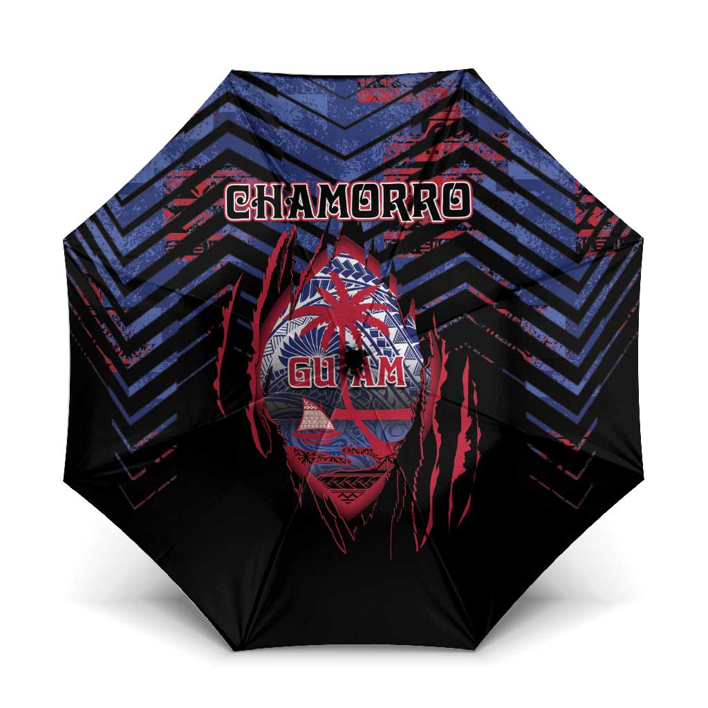Guam Umbrella Chamorro Seal Tribal Scratch Design DT05 One Size Folded 11.42 inch Opened Diameter 37.4 inch Navy - Polynesian Pride