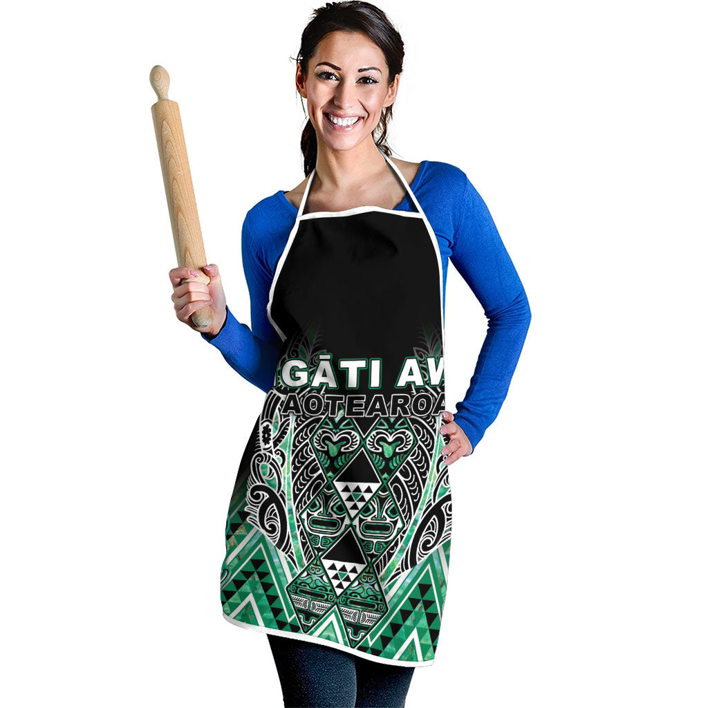 Aotearoa Ngati Awa Apron Maori Tribal Green Marble Paua Shell Pattern DT05 - Polynesian Pride