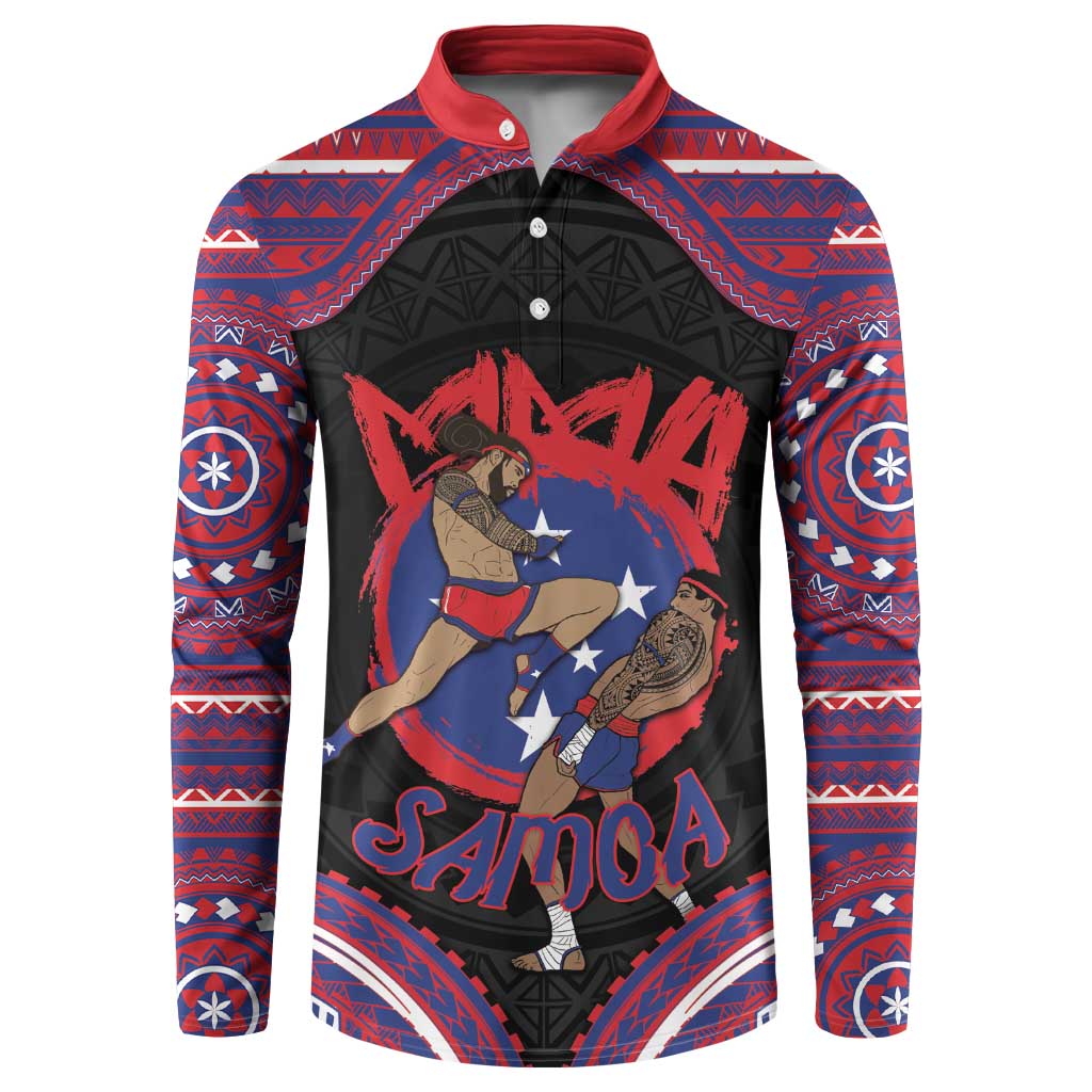 Personalised Samoa Mixed Martial Arts Button Sweatshirt Flying Knee Of Samoan DT05 Black - Polynesian Pride