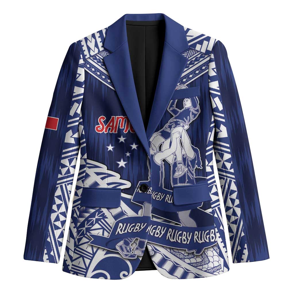 Personalised Samoa Rugby Blazer Pacific Warrior Glory DT05 Unisex Navy - Polynesian Pride
