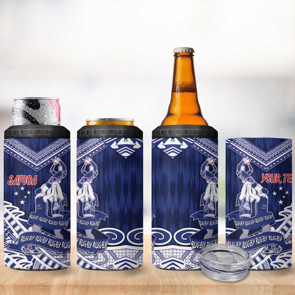 Personalised Samoa Rugby 4 in 1 Can Cooler Tumbler Pacific Warrior Glory DT05 - Polynesian Pride