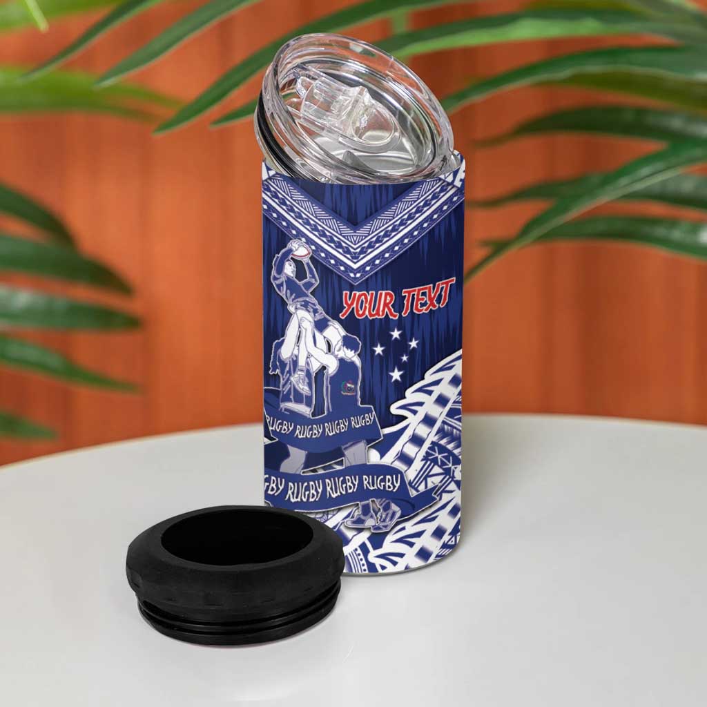 Personalised Samoa Rugby 4 in 1 Can Cooler Tumbler Pacific Warrior Glory DT05 - Polynesian Pride