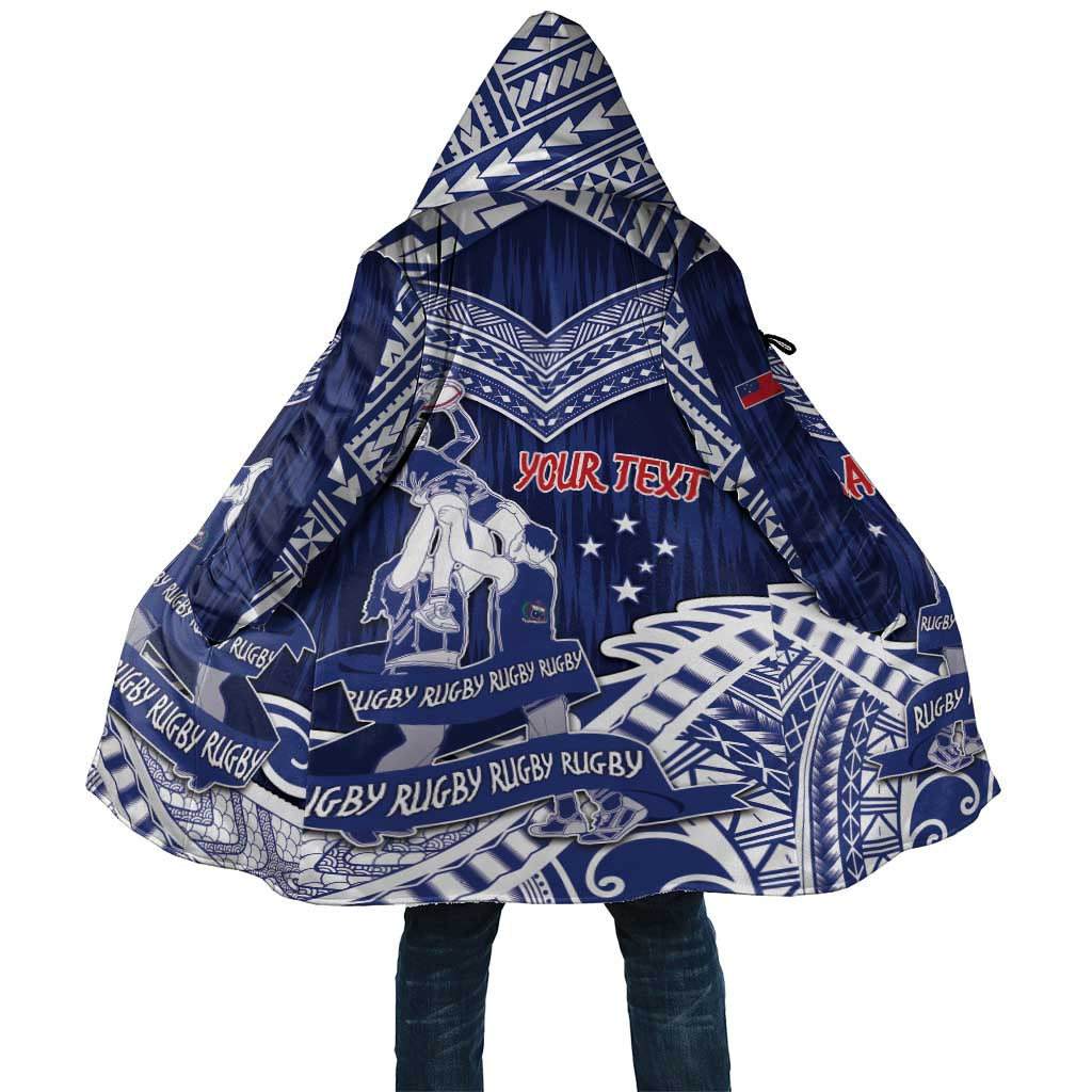 Personalised Samoa Rugby Cloak Pacific Warrior Glory DT05 Unisex Navy - Polynesian Pride