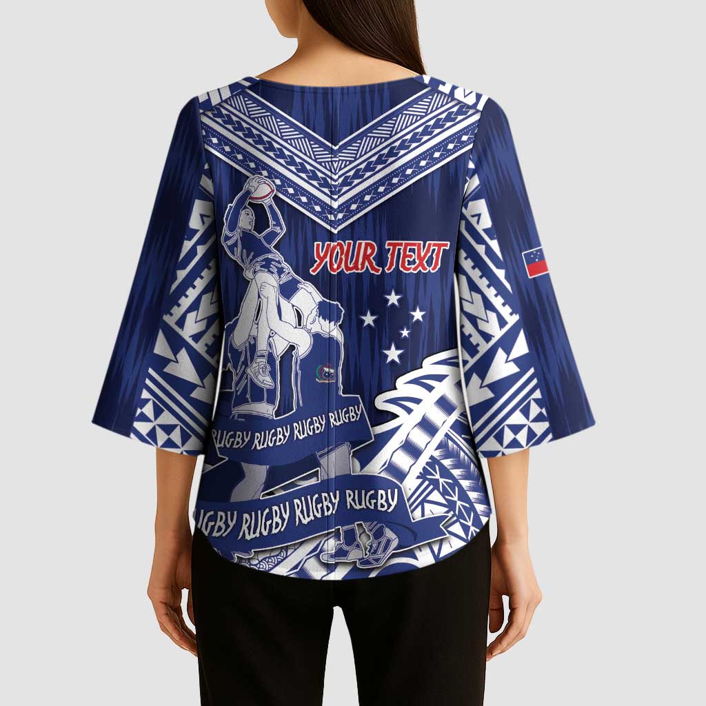 Personalised Samoa Rugby Kimono Sleeve Blouse Pacific Warrior Glory DT05 - Polynesian Pride