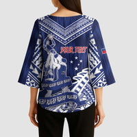 Personalised Samoa Rugby Kimono Sleeve Blouse Pacific Warrior Glory DT05 - Polynesian Pride