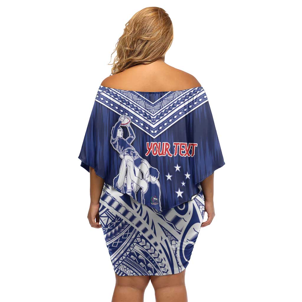 Personalised Samoa Rugby Off Shoulder Short Dress Pacific Warrior Glory DT05 - Polynesian Pride