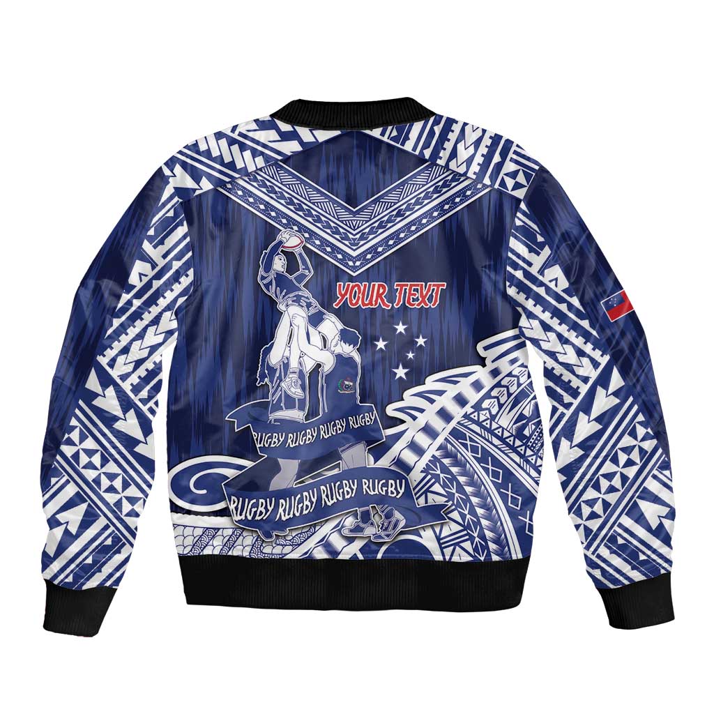 Personalised Samoa Rugby Sleeve Zip Bomber Jacket Pacific Warrior Glory DT05 - Polynesian Pride