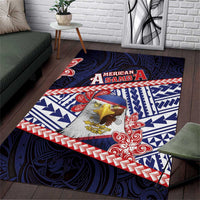 American Samoa Area Rug Bald Eagle With Polynesian Pattern DT05 Navy - Polynesian Pride