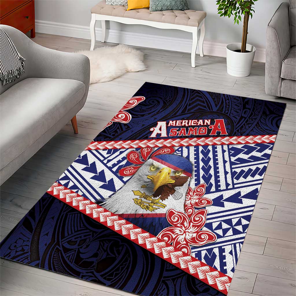 American Samoa Area Rug Bald Eagle With Polynesian Pattern DT05 - Polynesian Pride