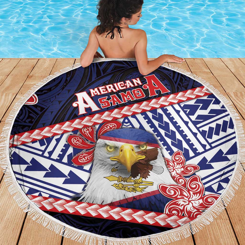 American Samoa Beach Blanket Bald Eagle With Polynesian Pattern DT05 - Polynesian Pride