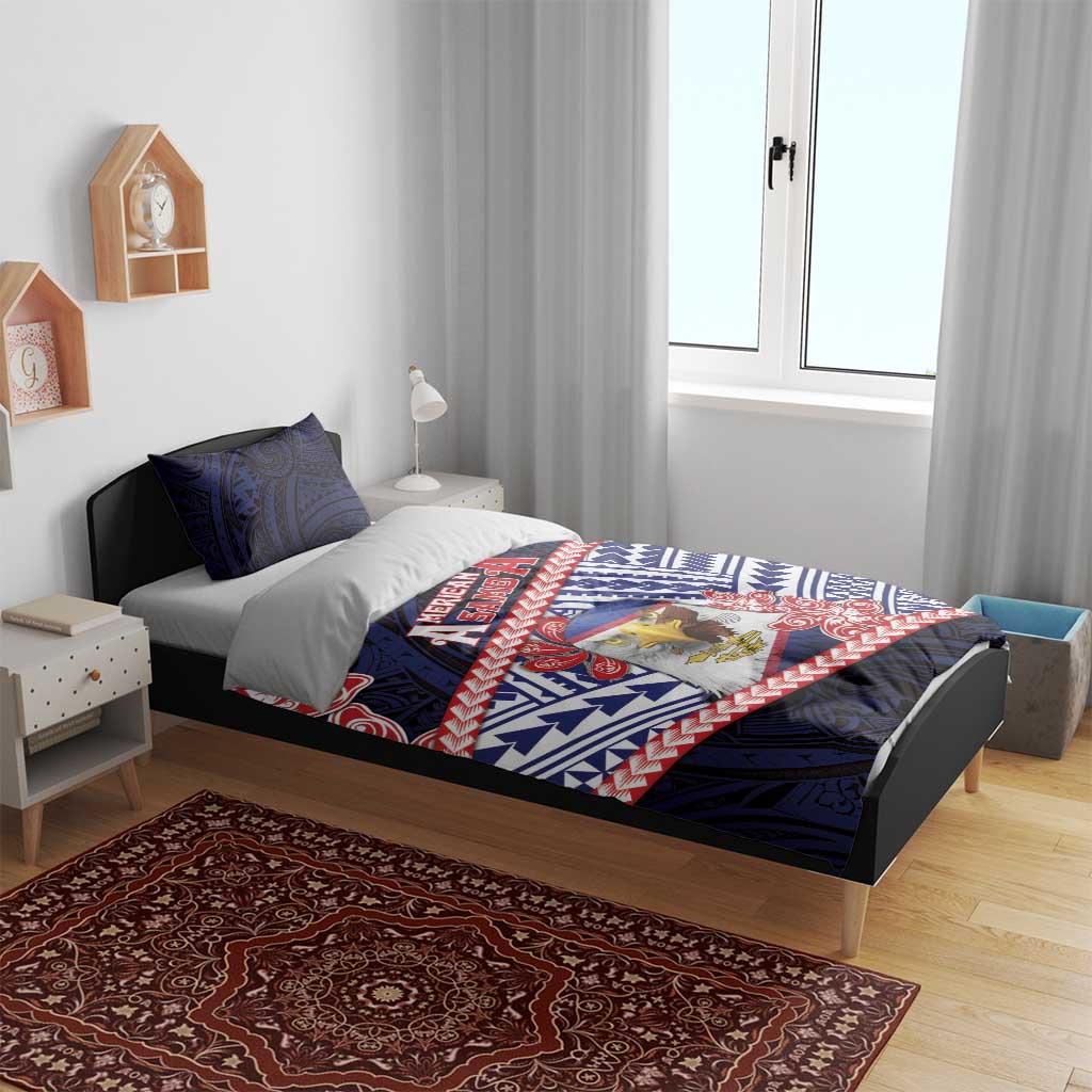 American Samoa Bedding Set Bald Eagle With Polynesian Pattern DT05 - Polynesian Pride