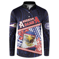 Personalized American Samoa Button Sweatshirt Bald Eagle With Polynesian Pattern DT05 Navy - Polynesian Pride