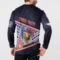 Personalized American Samoa Button Sweatshirt Bald Eagle With Polynesian Pattern DT05 - Polynesian Pride