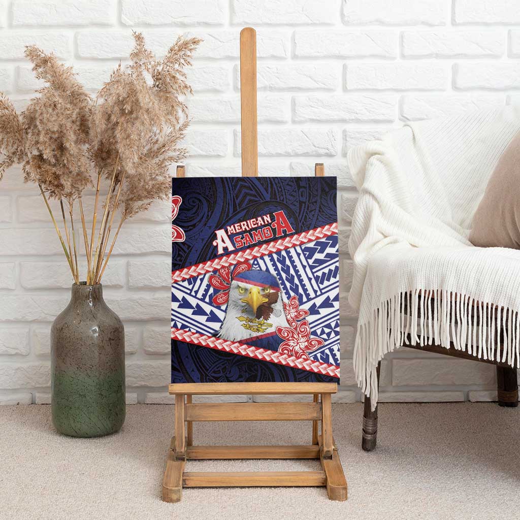 American Samoa Canvas Wall Art Bald Eagle With Polynesian Pattern DT05 - Polynesian Pride