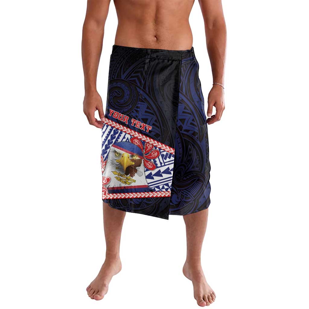 Personalized American Samoa Lavalava Bald Eagle With Polynesian Pattern DT05 Navy - Polynesian Pride