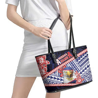 American Samoa Leather Tote Bag Bald Eagle With Polynesian Pattern DT05 - Polynesian Pride