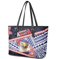 American Samoa Leather Tote Bag Bald Eagle With Polynesian Pattern DT05 - Polynesian Pride