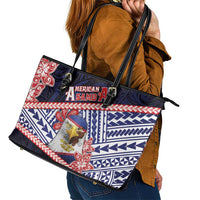 American Samoa Leather Tote Bag Bald Eagle With Polynesian Pattern DT05 - Polynesian Pride