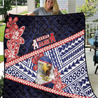 American Samoa Quilt Bald Eagle With Polynesian Pattern DT05 Navy - Polynesian Pride