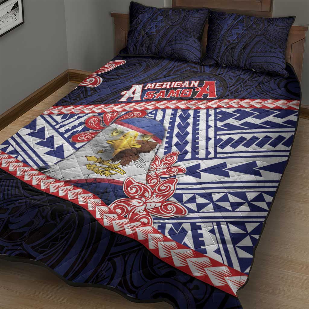 American Samoa Quilt Bed Set Bald Eagle With Polynesian Pattern DT05 - Polynesian Pride