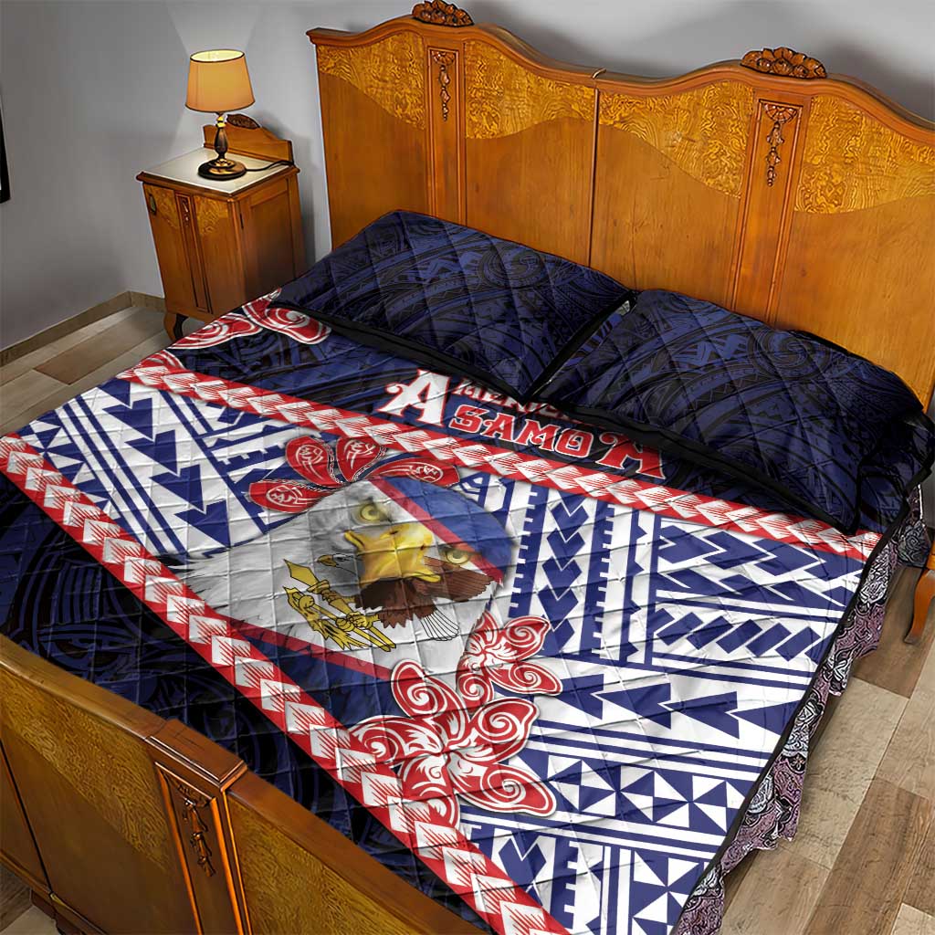 American Samoa Quilt Bed Set Bald Eagle With Polynesian Pattern DT05 - Polynesian Pride