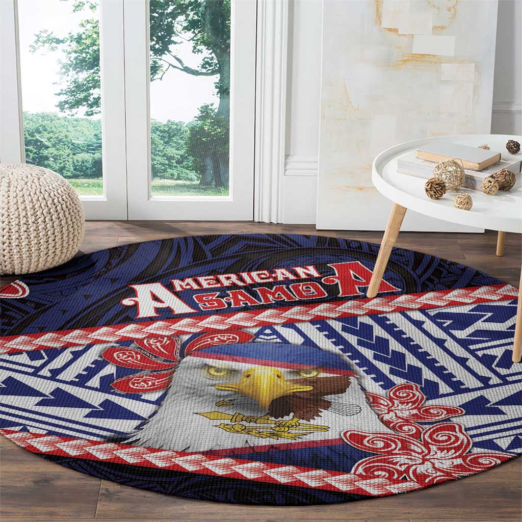 American Samoa Round Carpet Bald Eagle With Polynesian Pattern DT05 - Polynesian Pride