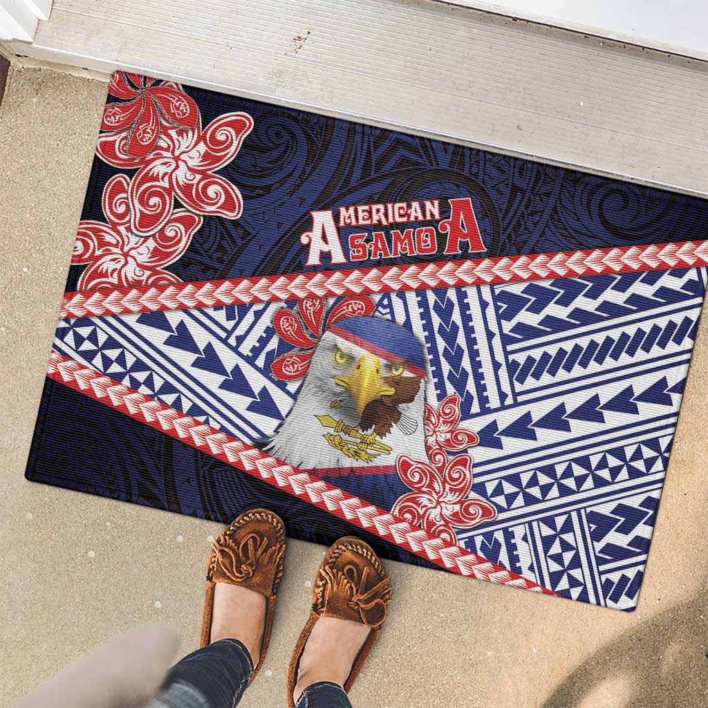 American Samoa Rubber Doormat Bald Eagle With Polynesian Pattern DT05 - Polynesian Pride