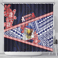 American Samoa Shower Curtain Bald Eagle With Polynesian Pattern DT05 - Polynesian Pride