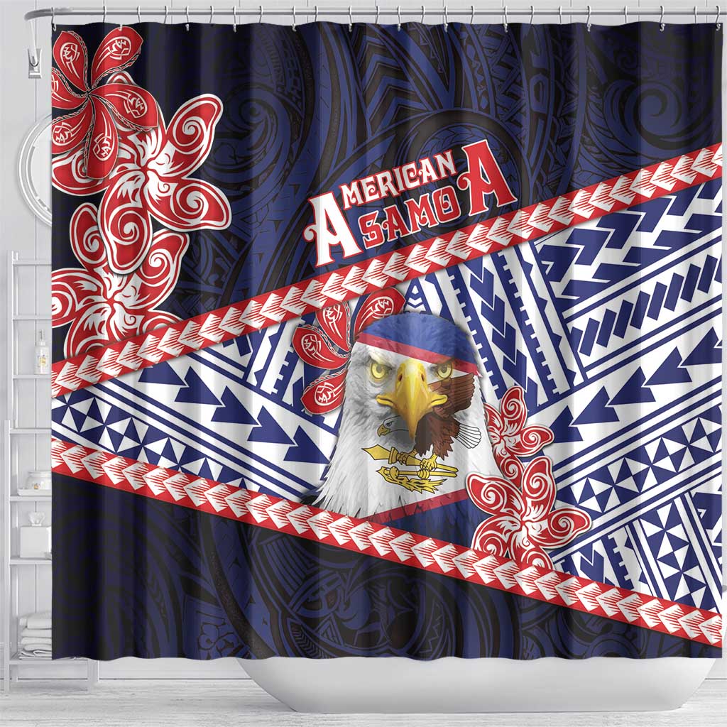 American Samoa Shower Curtain Bald Eagle With Polynesian Pattern DT05 - Polynesian Pride