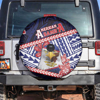 American Samoa Spare Tire Cover Bald Eagle With Polynesian Pattern DT05 Navy - Polynesian Pride