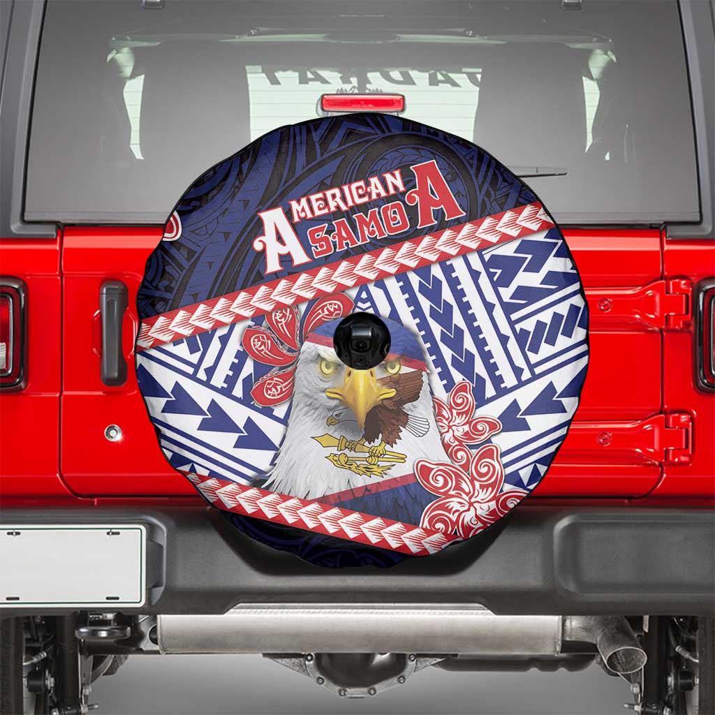 American Samoa Spare Tire Cover Bald Eagle With Polynesian Pattern DT05 - Polynesian Pride