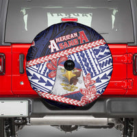 American Samoa Spare Tire Cover Bald Eagle With Polynesian Pattern DT05 - Polynesian Pride
