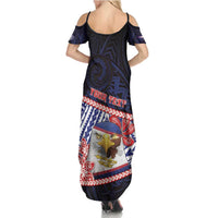 Personalized American Samoa Summer Maxi Dress Bald Eagle With Polynesian Pattern DT05 - Polynesian Pride