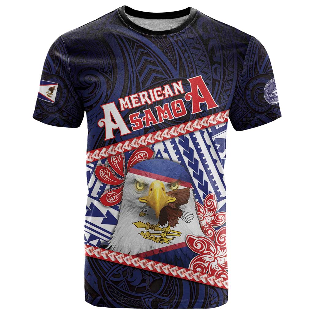 Personalized American Samoa T Shirt Bald Eagle With Polynesian Pattern DT05 Navy - Polynesian Pride