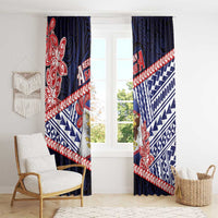 American Samoa Window Curtain Bald Eagle With Polynesian Pattern DT05 - Polynesian Pride
