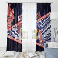 American Samoa Window Curtain Bald Eagle With Polynesian Pattern DT05 - Polynesian Pride