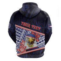 Personalized American Samoa Zip Hoodie Bald Eagle With Polynesian Pattern DT05 - Polynesian Pride