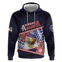 Personalized American Samoa Zip Hoodie Bald Eagle With Polynesian Pattern DT05 Pullover Hoodie Navy - Polynesian Pride