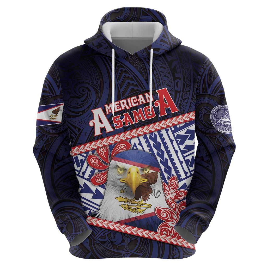 Personalized American Samoa Zip Hoodie Bald Eagle With Polynesian Pattern DT05 - Polynesian Pride