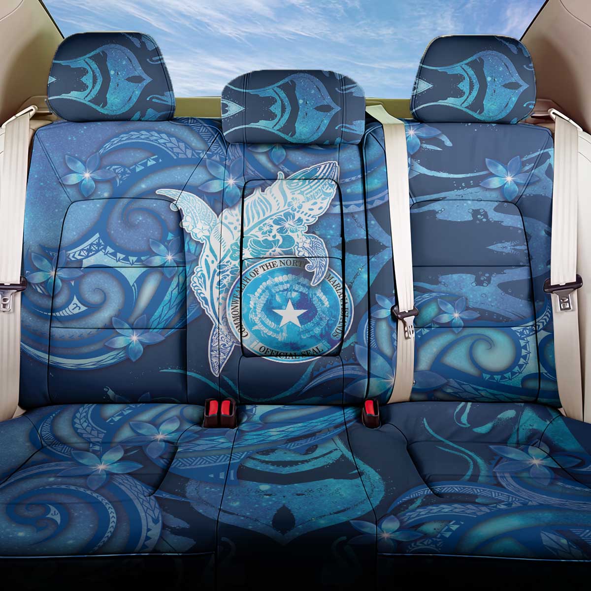 Northern Mariana Islands Back Car Seat Cover Galaxy Polynesian Shark Tattoo DT05 One Size Blue - Polynesian Pride