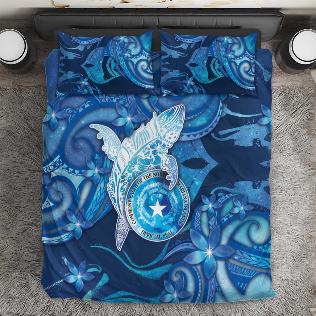 Northern Mariana Islands Bedding Set Galaxy Polynesian Shark Tattoo DT05 Blue - Polynesian Pride