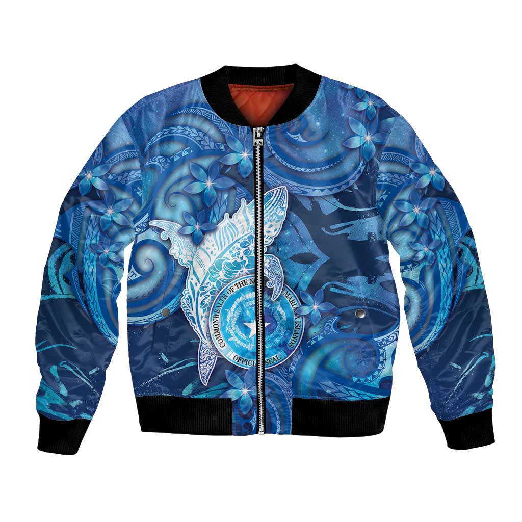 Personalised Northern Mariana Islands Bomber Jacket Galaxy Polynesian Shark Tattoo DT05 Unisex Blue - Polynesian Pride